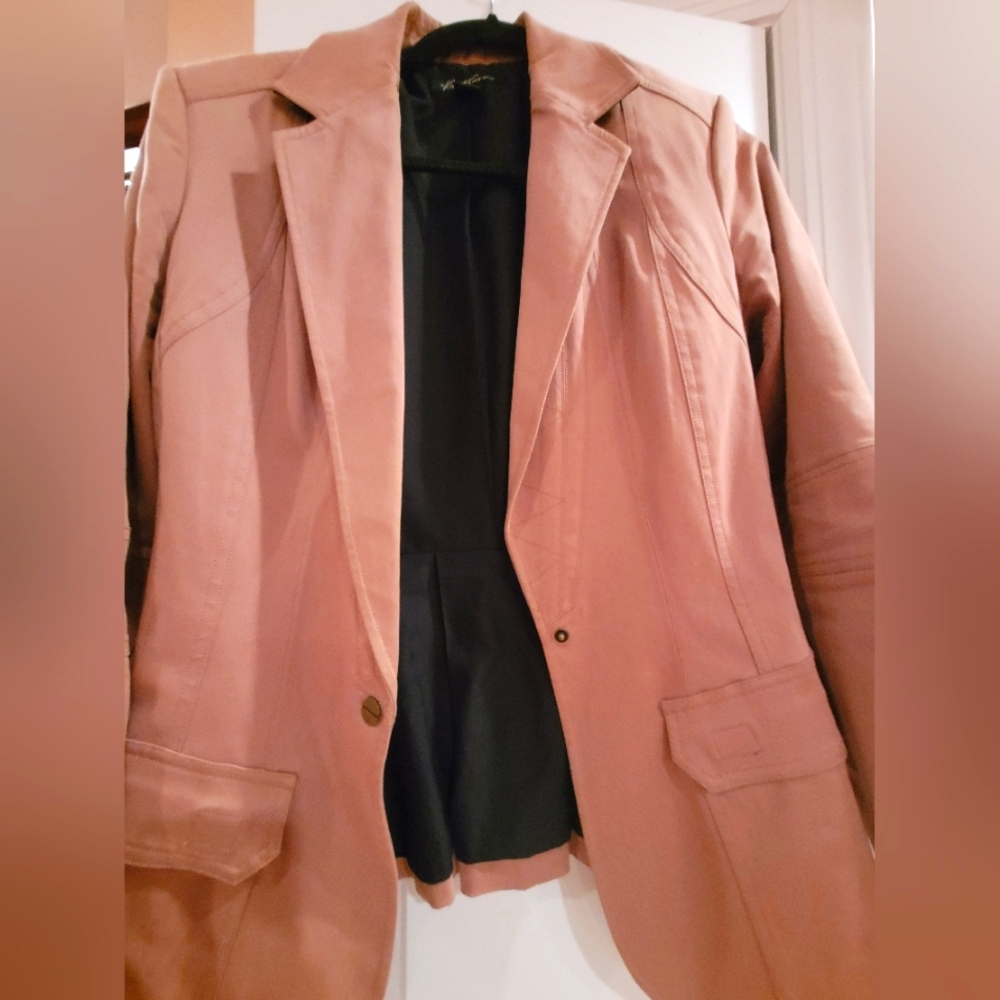 KENNETH COLE NY, Womens Casual Blazers Long Sleeve Lapel Button Slim, TAN,SZ 8